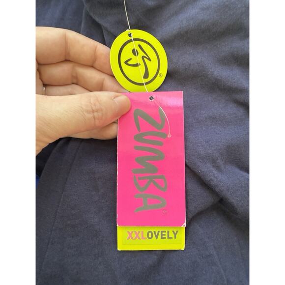 New Zumba Two Tone Long Loose Tank XXL Indigo Blue Athletic Gym - Picture 7 of 10